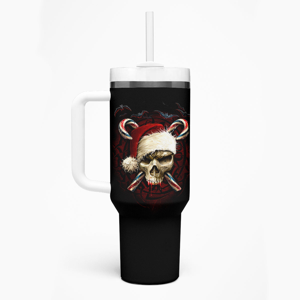 Skeleton Santa Claus Tumbler With Handle Santa Claus Is Coming To Town - Wonder Print Shop