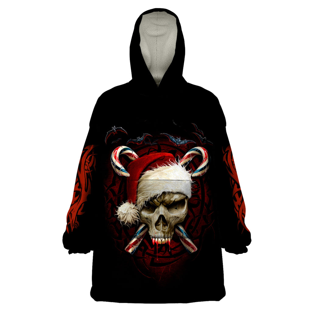Skeleton Santa Claus Wearable Blanket Hoodie Santa Claus Is Coming To Town - Wonder Print Shop