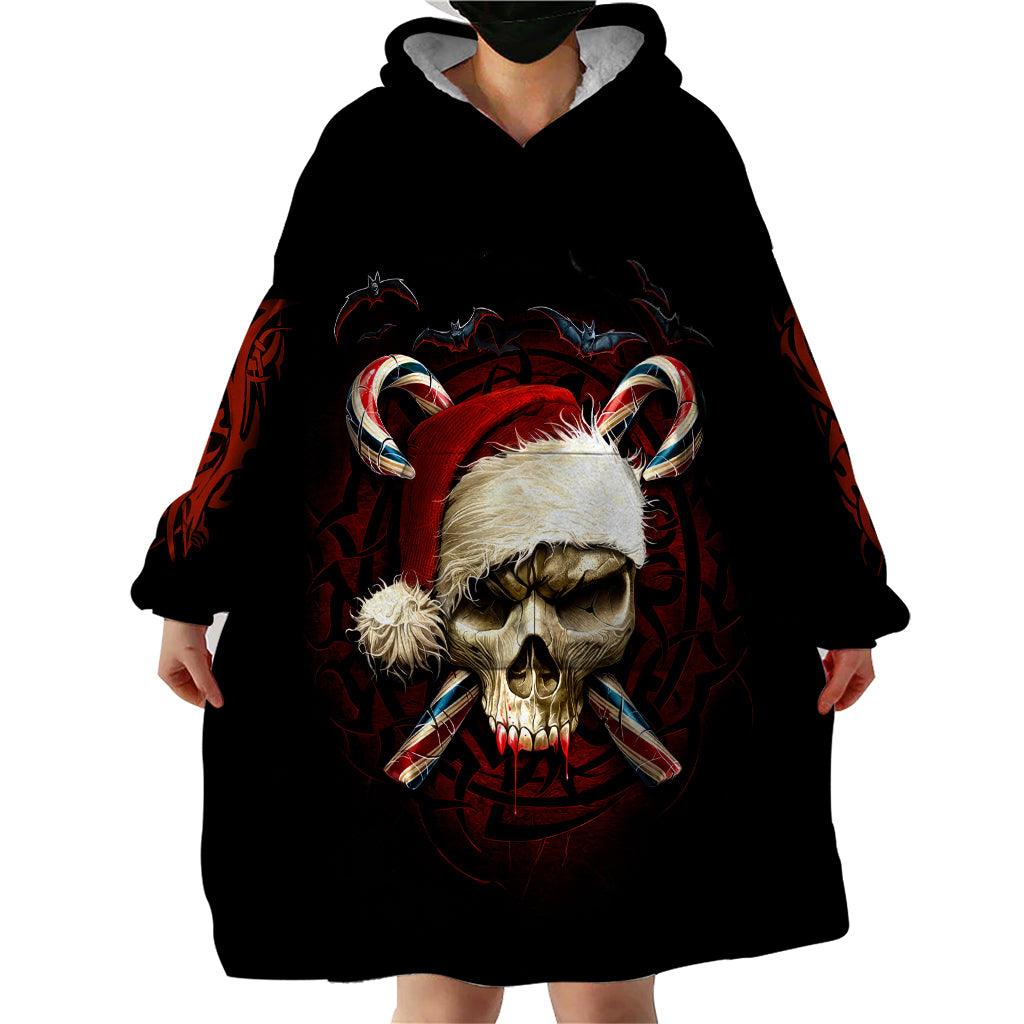 Skeleton Santa Claus Wearable Blanket Hoodie Santa Claus Is Coming To Town - Wonder Print Shop