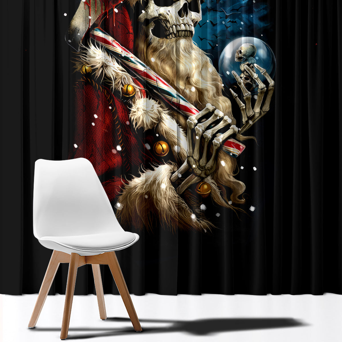 Skeleton Santa Claus Window Curtain Santa Claus Is Coming To Town - Wonder Print Shop