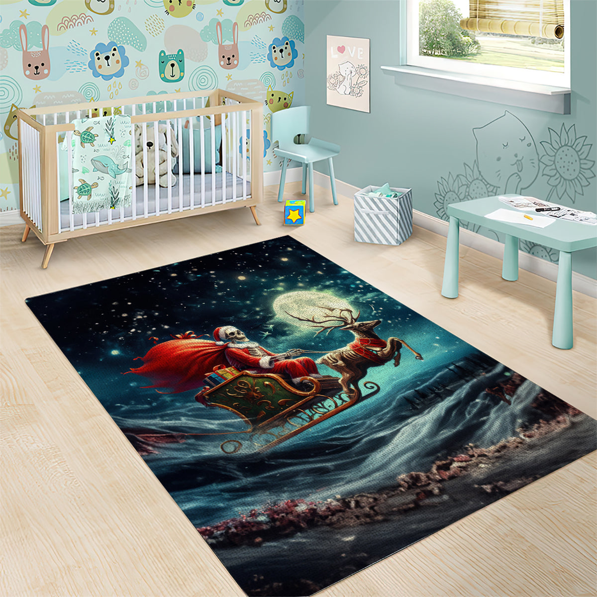 Skeleton Santa Claus Area Rug Santa Claus Is Coming To Town - Wonder Print Shop