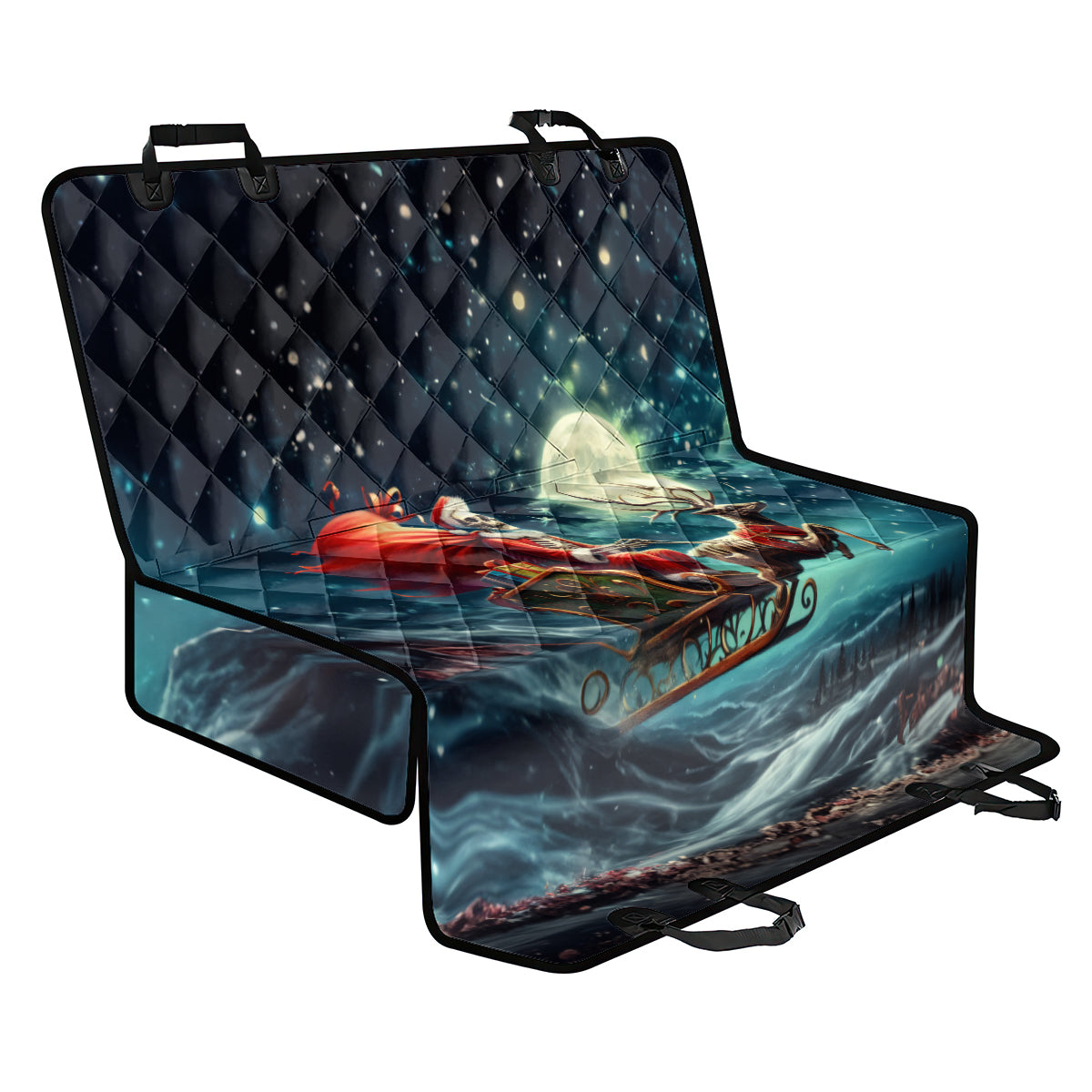 Skeleton Santa Claus Back Car Seat Cover Santa Claus Is Coming To Town - Wonder Print Shop