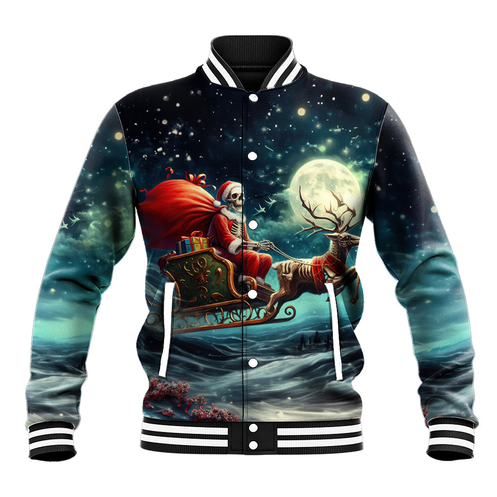 Skeleton Santa Claus Baseball Jacket Santa Claus Is Coming To Town - Wonder Print Shop
