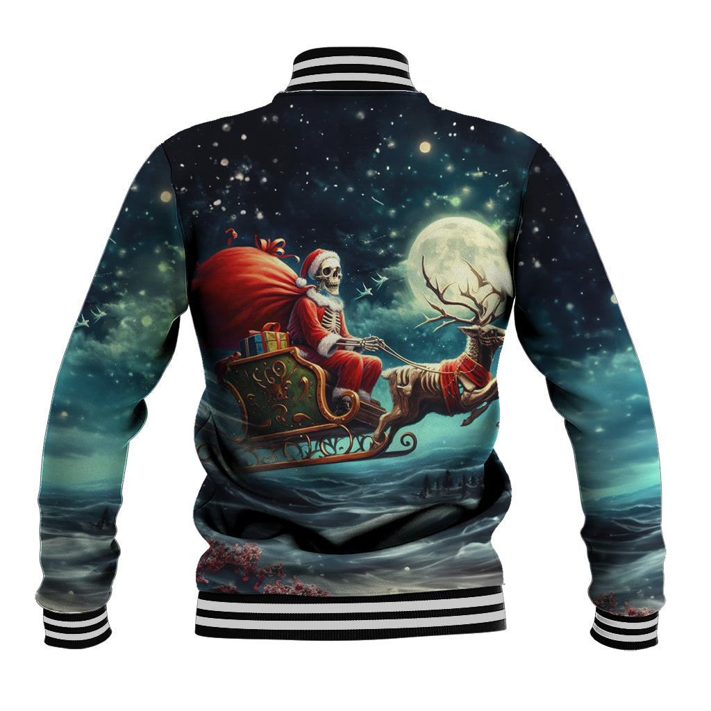 Skeleton Santa Claus Baseball Jacket Santa Claus Is Coming To Town - Wonder Print Shop