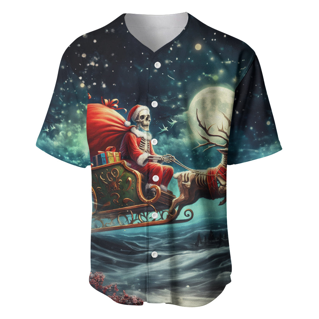 Skeleton Santa Claus Baseball Jersey Santa Claus Is Coming To Town - Wonder Print Shop