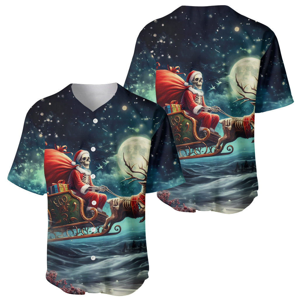 Skeleton Santa Claus Baseball Jersey Santa Claus Is Coming To Town - Wonder Print Shop