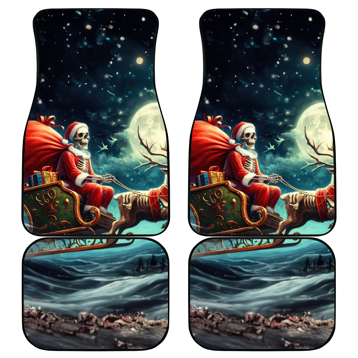 Skeleton Santa Claus Car Mats Santa Claus Is Coming To Town - Wonder Print Shop