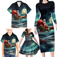 Skeleton Santa Claus Family Matching Long Sleeve Bodycon Dress and Hawaiian Shirt Santa Claus Is Coming To Town - Wonder Print Shop