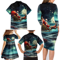 Skeleton Santa Claus Family Matching Long Sleeve Bodycon Dress and Hawaiian Shirt Santa Claus Is Coming To Town - Wonder Print Shop