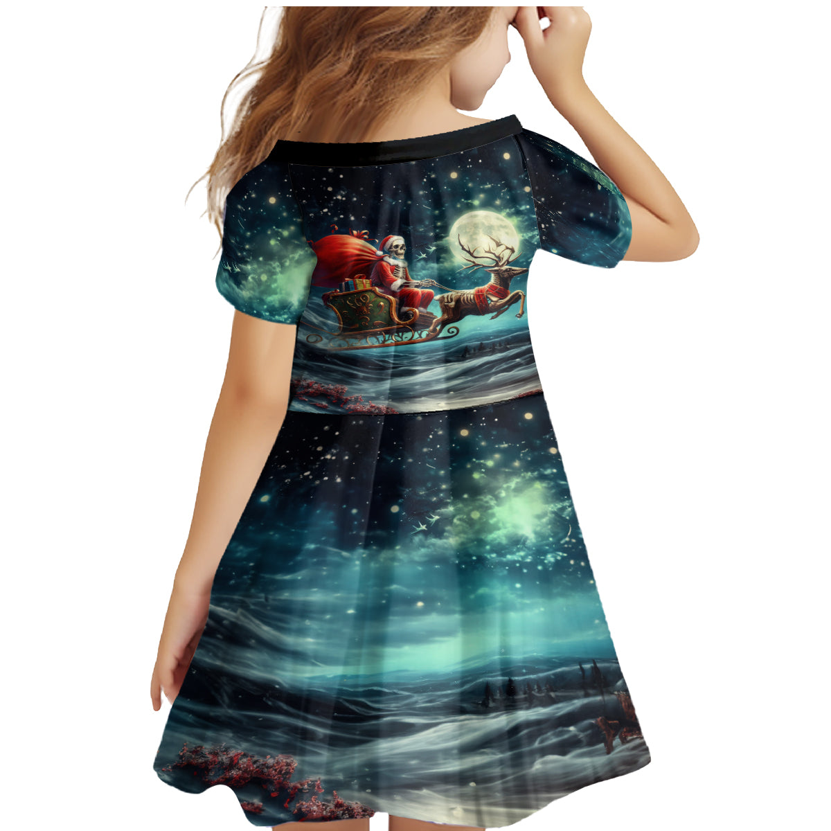 Skeleton Santa Claus Family Matching Mermaid Dress and Hawaiian Shirt Santa Claus Is Coming To Town - Wonder Print Shop