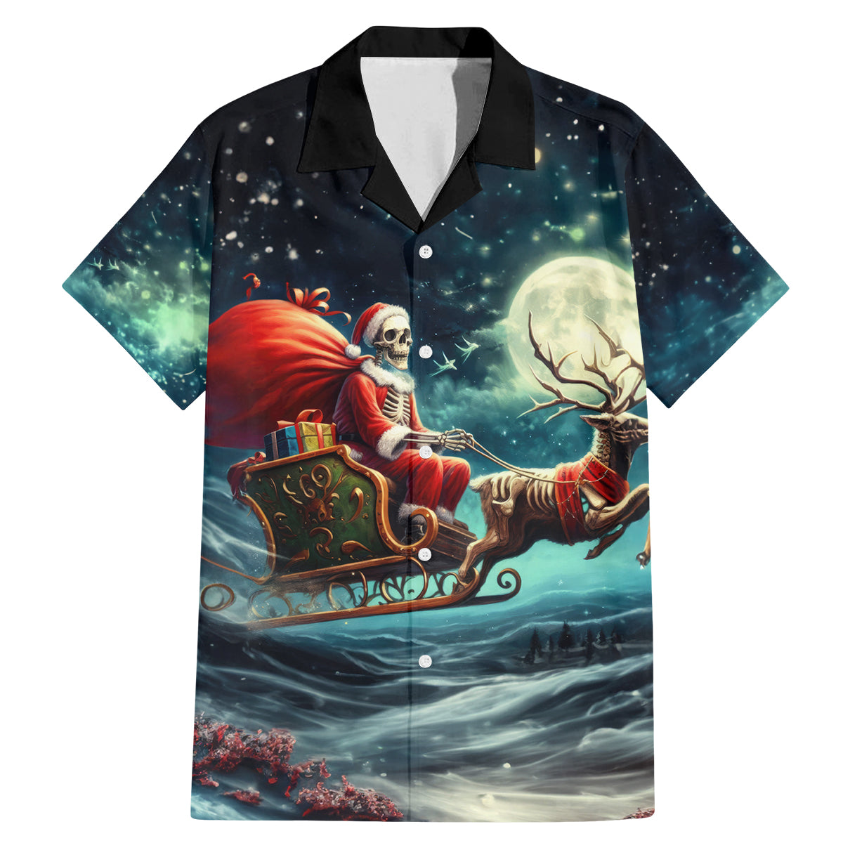 Skeleton Santa Claus Family Matching Mermaid Dress and Hawaiian Shirt Santa Claus Is Coming To Town - Wonder Print Shop