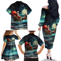 Skeleton Santa Claus Family Matching Off Shoulder Long Sleeve Dress and Hawaiian Shirt Santa Claus Is Coming To Town - Wonder Print Shop