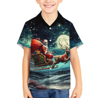 Skeleton Santa Claus Family Matching Off Shoulder Long Sleeve Dress and Hawaiian Shirt Santa Claus Is Coming To Town - Wonder Print Shop