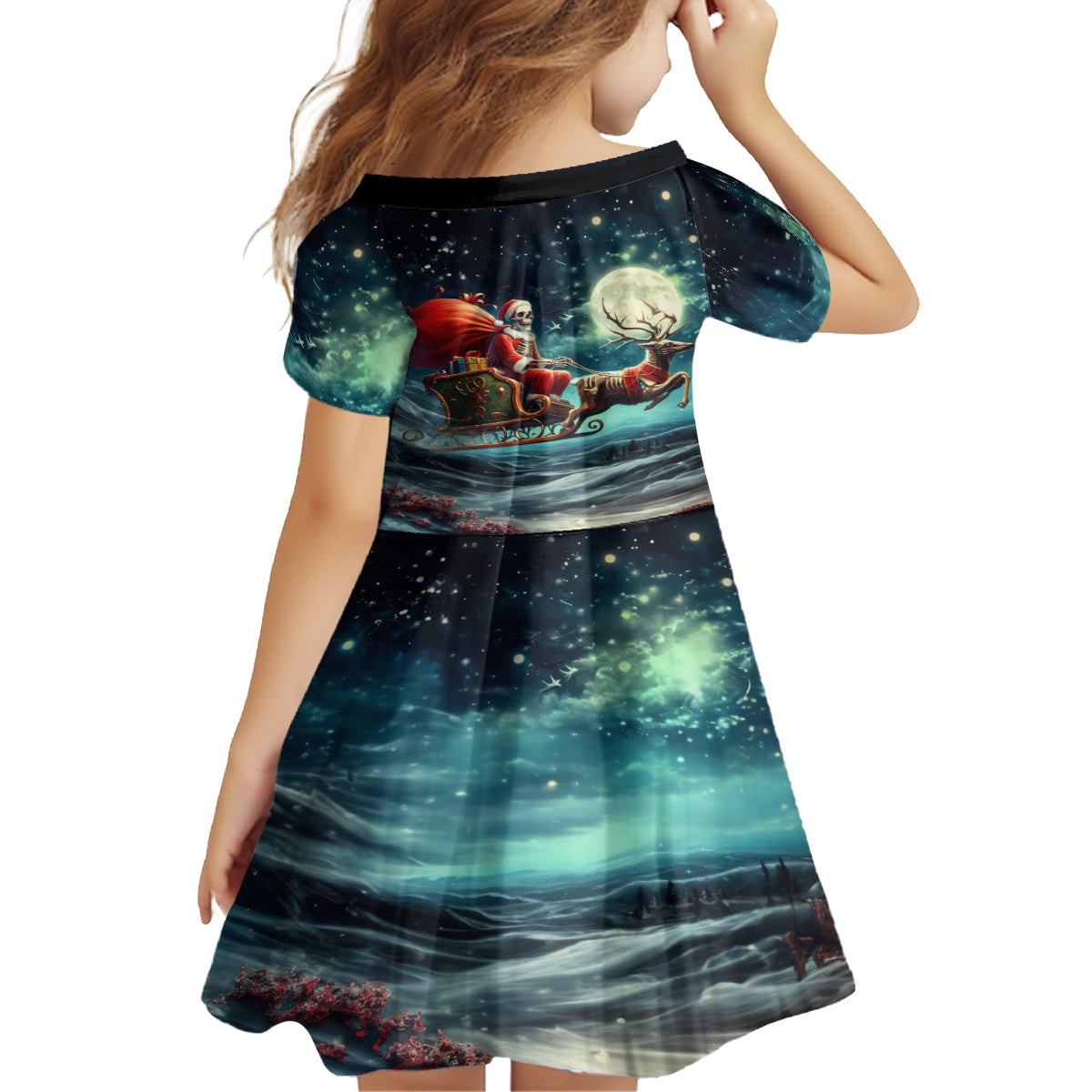 Skeleton Santa Claus Family Matching Puletasi Dress and Hawaiian Shirt Santa Claus Is Coming To Town - Wonder Print Shop