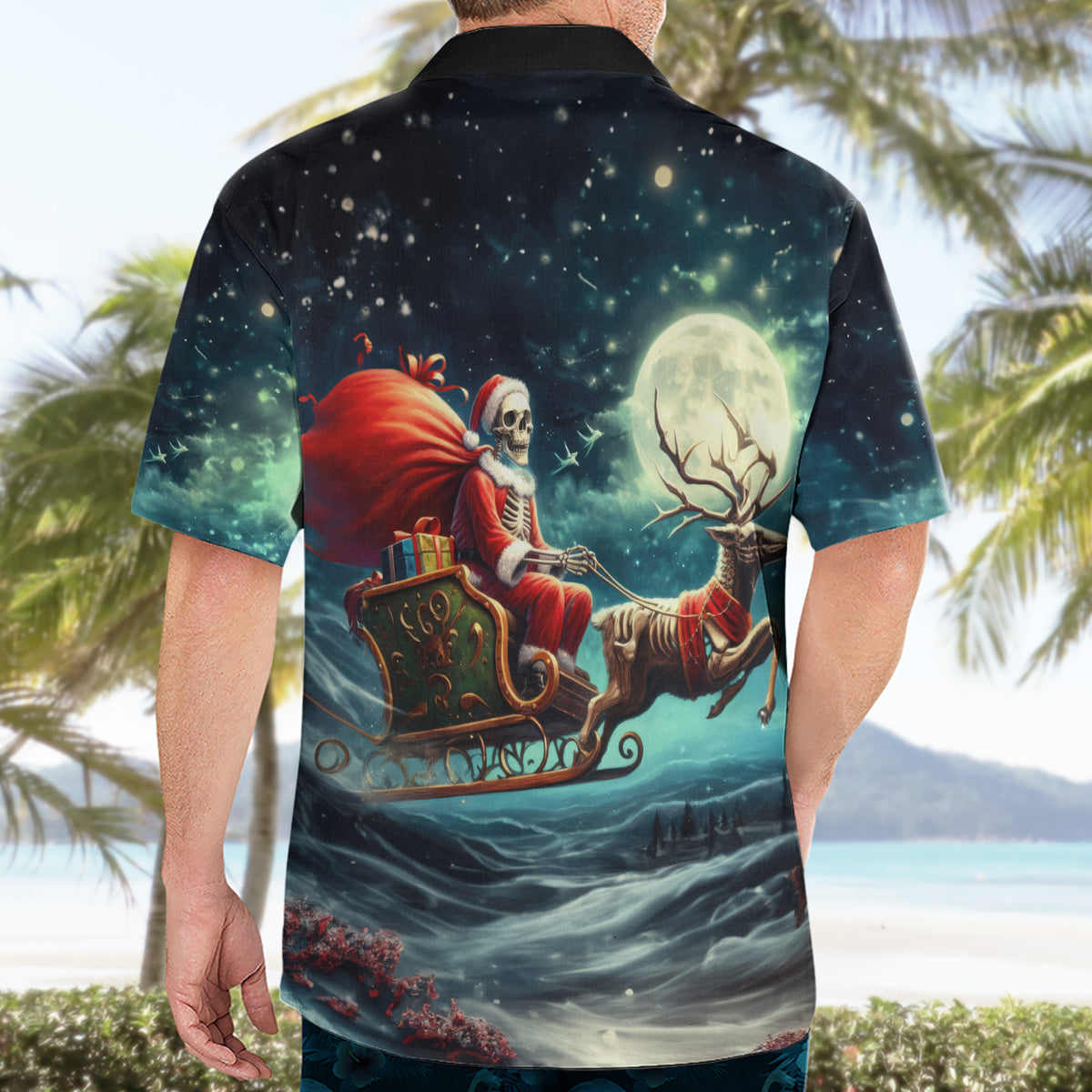 Skeleton Santa Claus Hawaiian Shirt Santa Claus Is Coming To Town - Wonder Print Shop