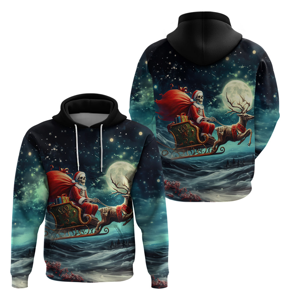Skeleton Santa Claus Hoodie Santa Claus Is Coming To Town - Wonder Print Shop
