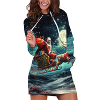 Skeleton Santa Claus Hoodie Dress Santa Claus Is Coming To Town - Wonder Print Shop