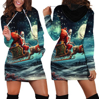 Skeleton Santa Claus Hoodie Dress Santa Claus Is Coming To Town - Wonder Print Shop