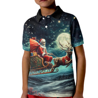 Skeleton Santa Claus Kid Polo Shirt Santa Claus Is Coming To Town - Wonder Print Shop