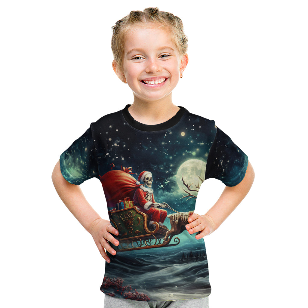 Skeleton Santa Claus Kid T Shirt Santa Claus Is Coming To Town - Wonder Print Shop
