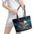 Skeleton Santa Claus Leather Tote Bag Santa Claus Is Coming To Town - Wonder Print Shop