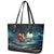 Skeleton Santa Claus Leather Tote Bag Santa Claus Is Coming To Town - Wonder Print Shop