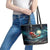 Skeleton Santa Claus Leather Tote Bag Santa Claus Is Coming To Town - Wonder Print Shop