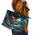 Skeleton Santa Claus Leather Tote Bag Santa Claus Is Coming To Town - Wonder Print Shop