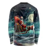 Skeleton Santa Claus Long Sleeve Shirt Santa Claus Is Coming To Town - Wonder Print Shop