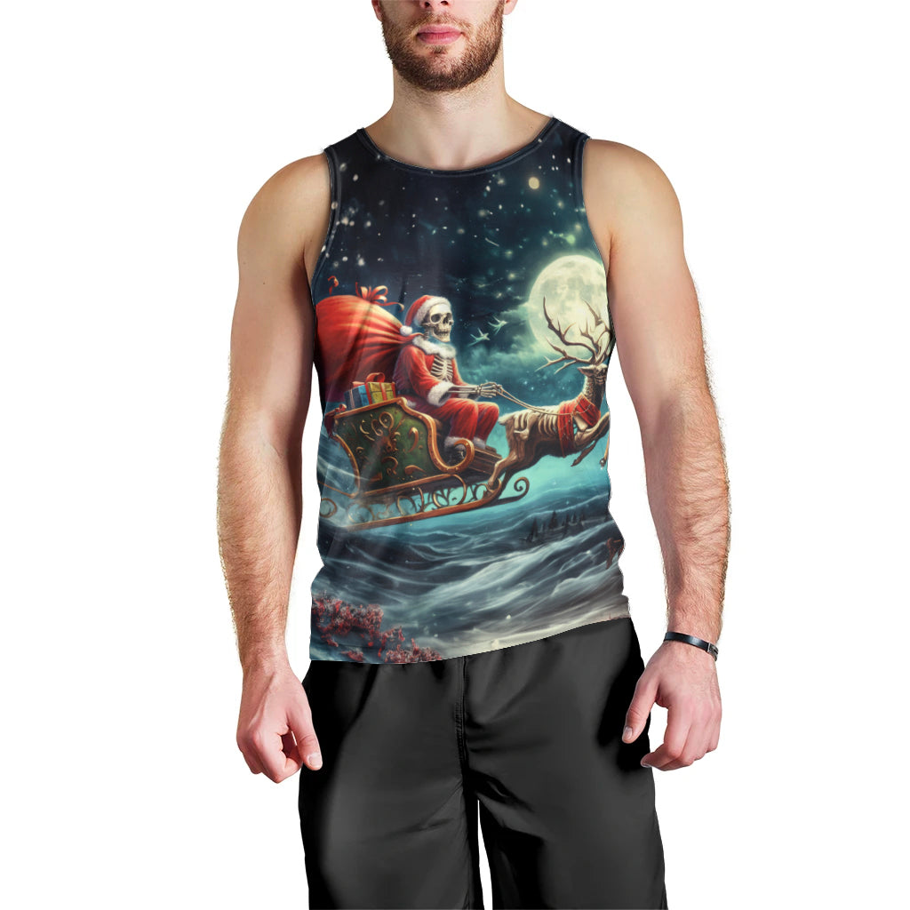 Skeleton Santa Claus Men Tank Top Santa Claus Is Coming To Town - Wonder Print Shop