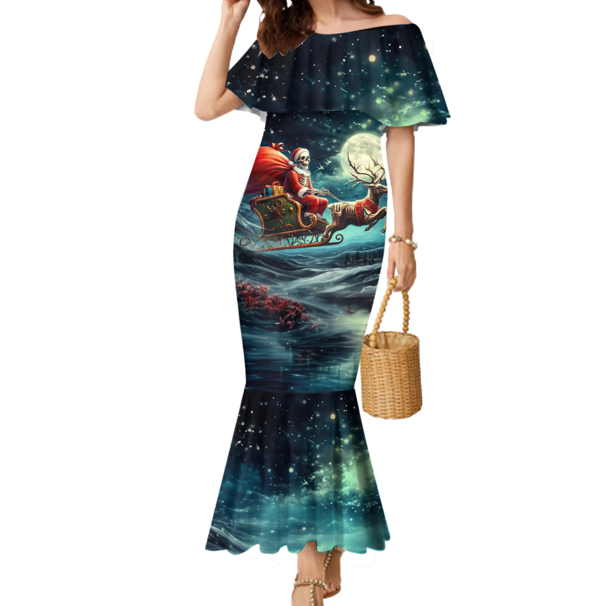 Skeleton Santa Claus Mermaid Dress Santa Claus Is Coming To Town - Wonder Print Shop