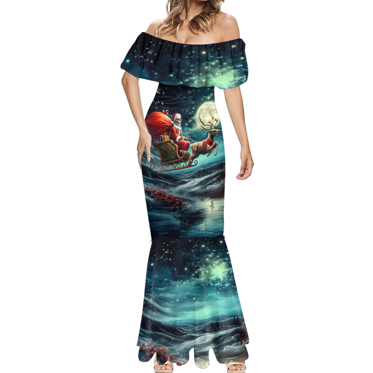 Skeleton Santa Claus Mermaid Dress Santa Claus Is Coming To Town - Wonder Print Shop