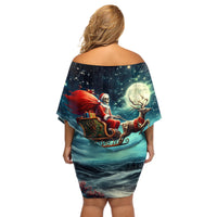 Skeleton Santa Claus Off Shoulder Short Dress Santa Claus Is Coming To Town - Wonder Print Shop
