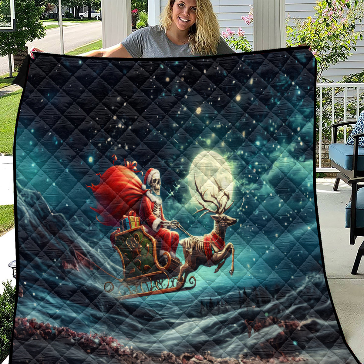 Skeleton Santa Claus Quilt Santa Claus Is Coming To Town - Wonder Print Shop