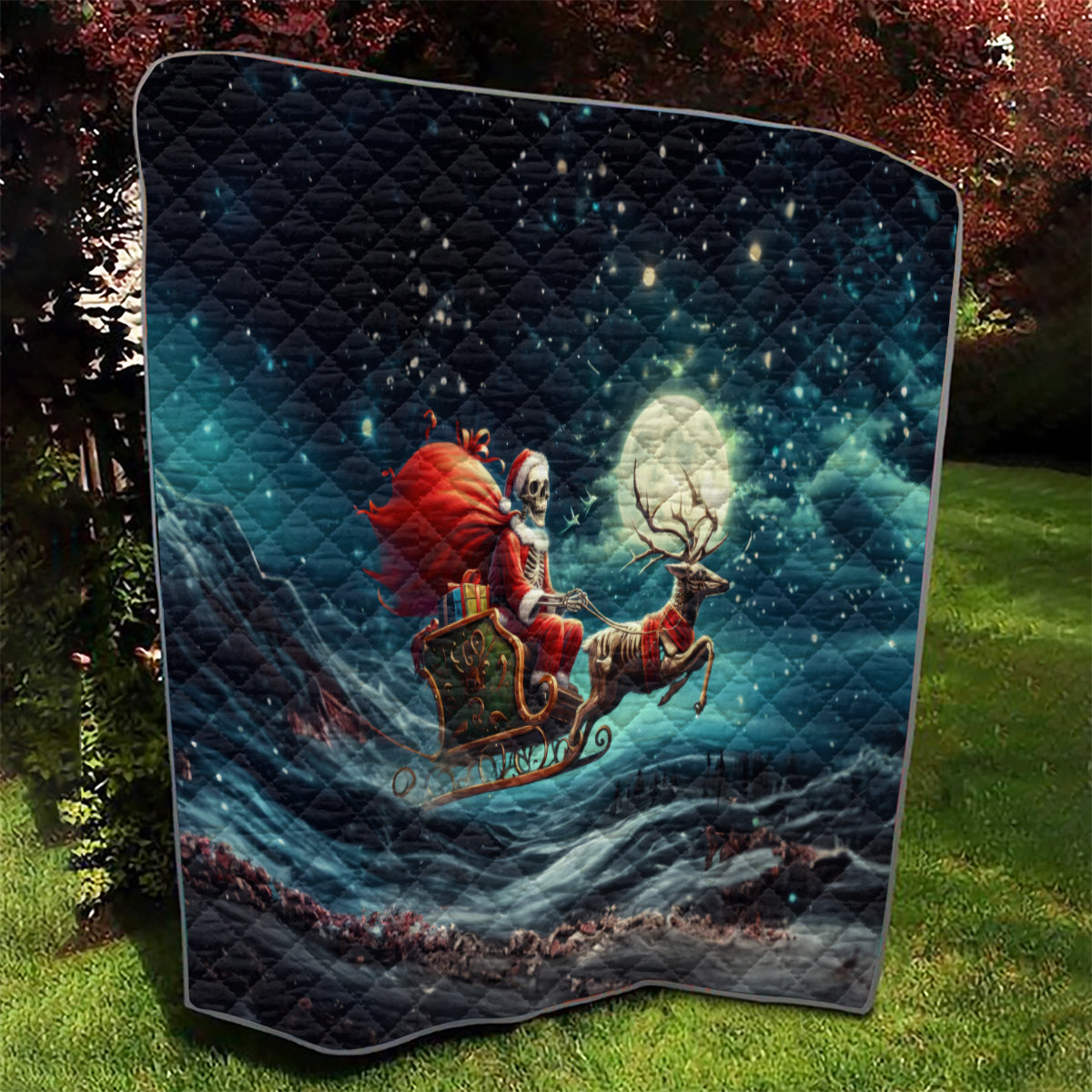 Skeleton Santa Claus Quilt Santa Claus Is Coming To Town - Wonder Print Shop