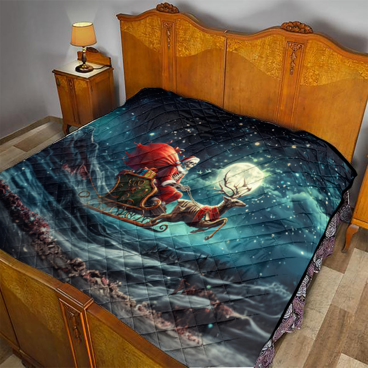 Skeleton Santa Claus Quilt Santa Claus Is Coming To Town - Wonder Print Shop