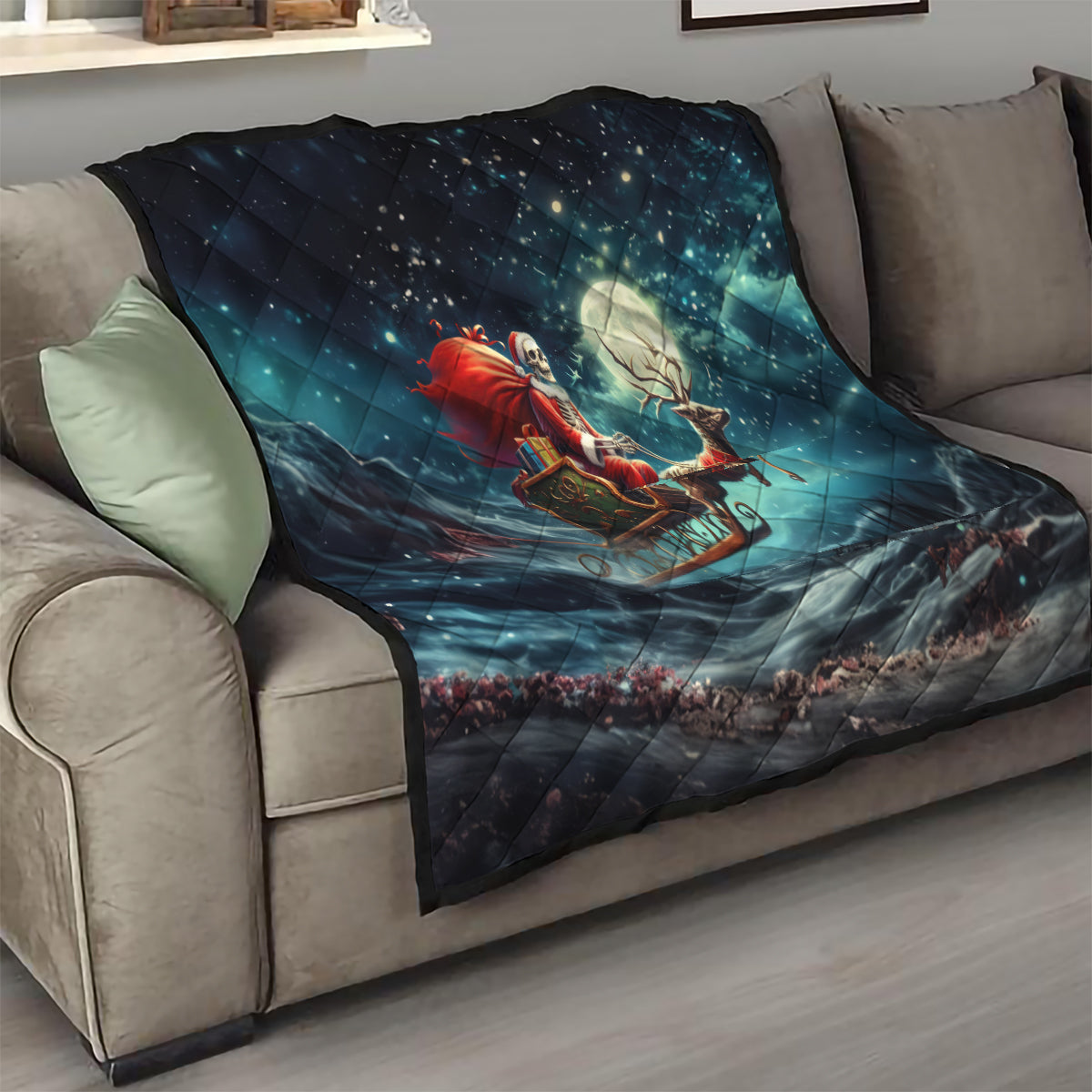 Skeleton Santa Claus Quilt Santa Claus Is Coming To Town - Wonder Print Shop