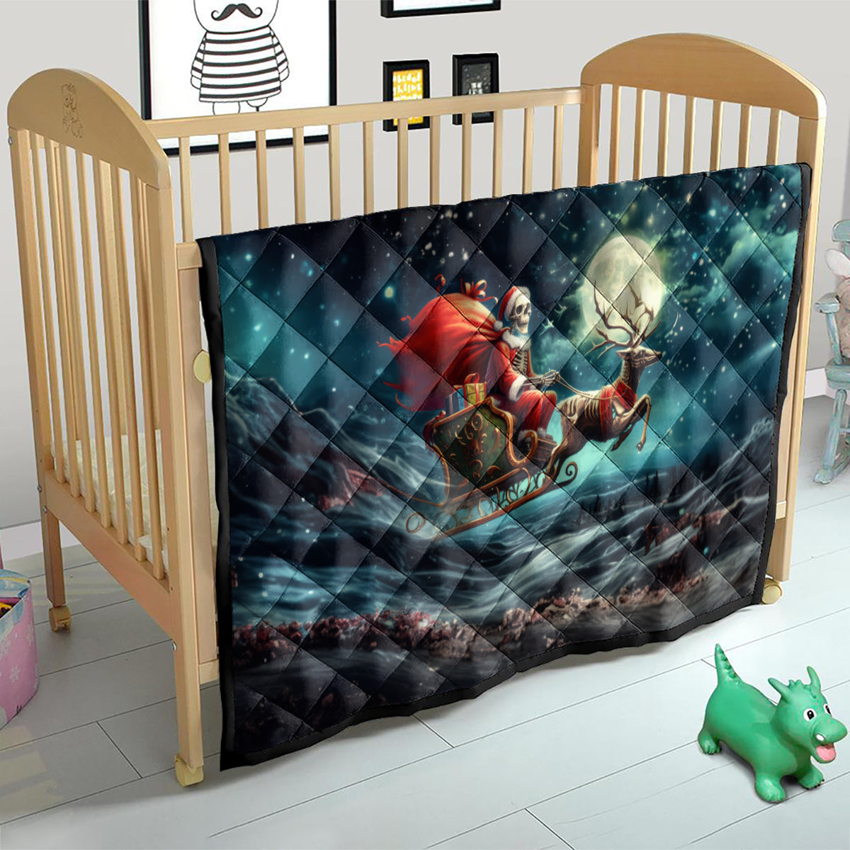 Skeleton Santa Claus Quilt Santa Claus Is Coming To Town - Wonder Print Shop