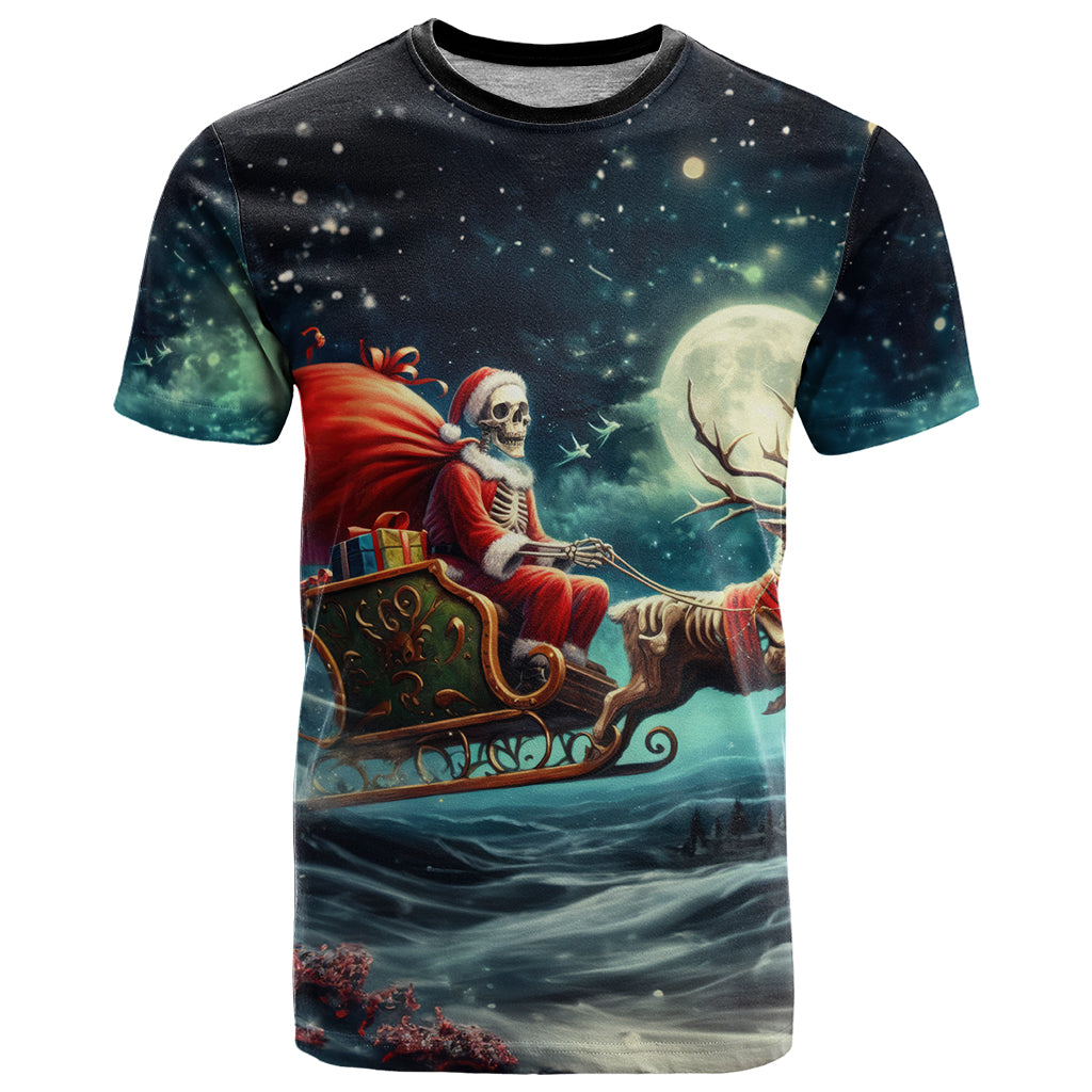 Skeleton Santa Claus T Shirt Santa Claus Is Coming To Town - Wonder Print Shop