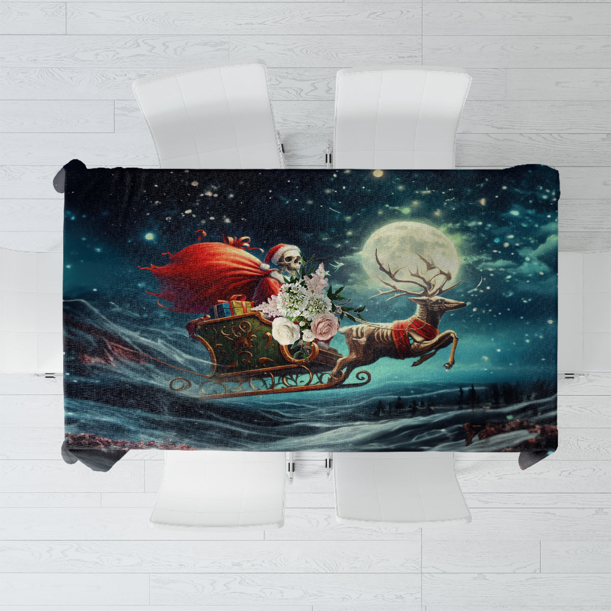 Skeleton Santa Claus Tablecloth Santa Claus Is Coming To Town - Wonder Print Shop