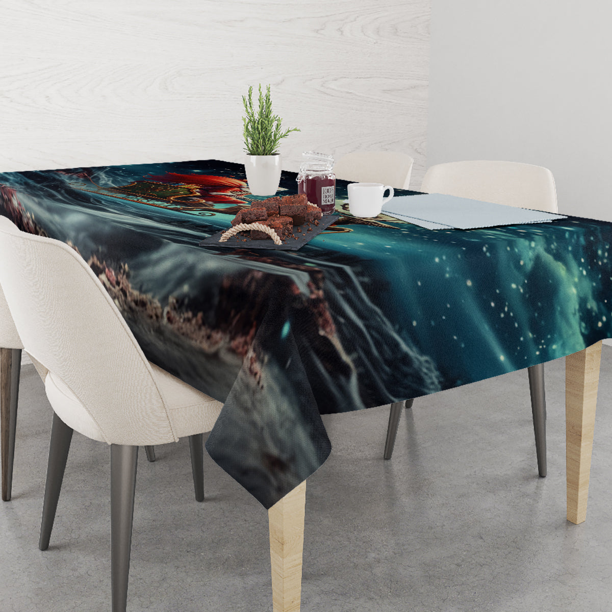 Skeleton Santa Claus Tablecloth Santa Claus Is Coming To Town - Wonder Print Shop