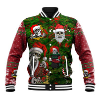 Skeleton Santa Claus Baseball Jacket Multi Skeleton Santa Pattern Ugly Christmas - Wonder Print Shop