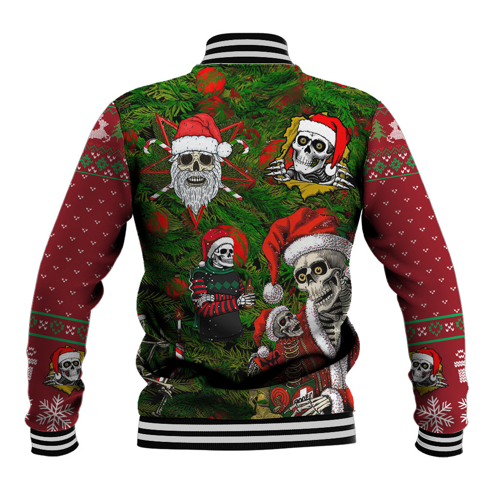Skeleton Santa Claus Baseball Jacket Multi Skeleton Santa Pattern Ugly Christmas - Wonder Print Shop