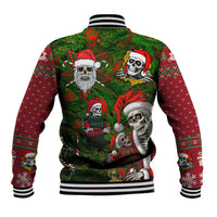 Skeleton Santa Claus Baseball Jacket Multi Skeleton Santa Pattern Ugly Christmas - Wonder Print Shop