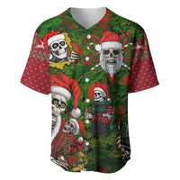 Skeleton Santa Claus Baseball Jersey Multi Skeleton Santa Pattern Ugly Christmas - Wonder Print Shop