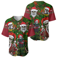 Skeleton Santa Claus Baseball Jersey Multi Skeleton Santa Pattern Ugly Christmas - Wonder Print Shop