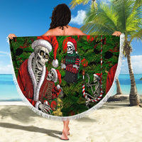 Skeleton Santa Claus Beach Blanket Multi Skeleton Santa Pattern Ugly Christmas - Wonder Print Shop