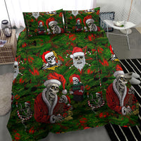 Skeleton Santa Claus Bedding Set Multi Skeleton Santa Pattern Ugly Christmas - Wonder Print Shop