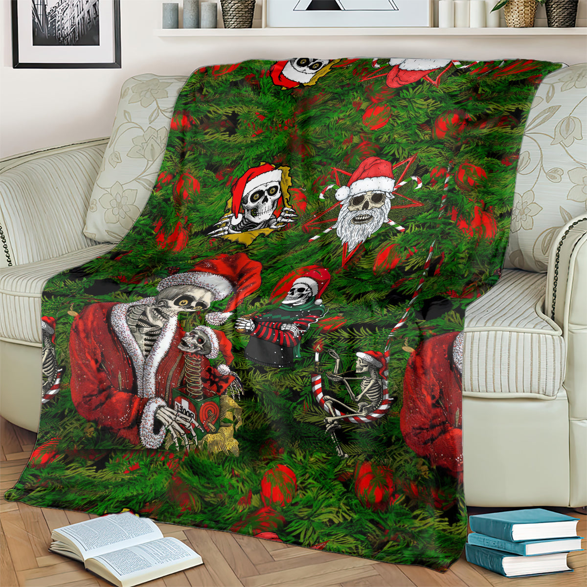 skeleton-santa-claus-blanket-multi-skeleton-santa-pattern-ugly-christmas