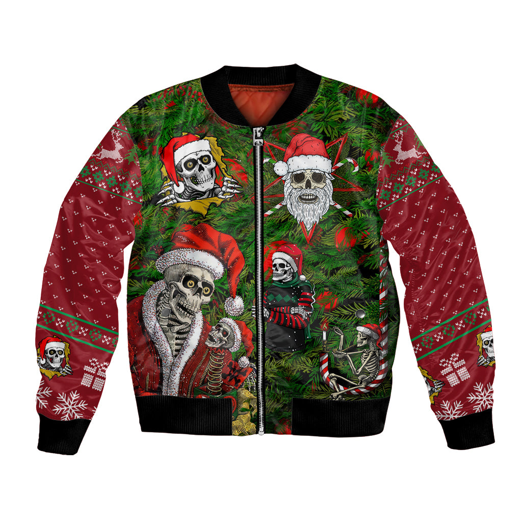 Skeleton Santa Claus Bomber Jacket Multi Skeleton Santa Pattern Ugly Christmas - Wonder Print Shop